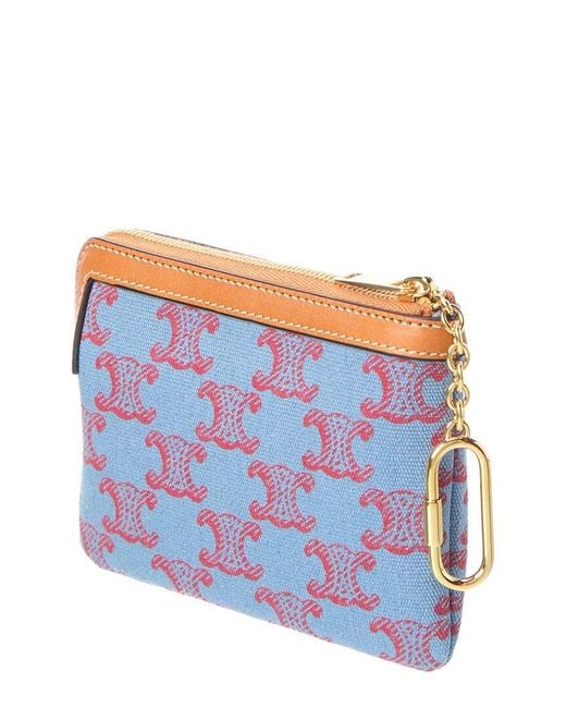 Céline Blue Triomphe Canvas & Leather Coin Purse