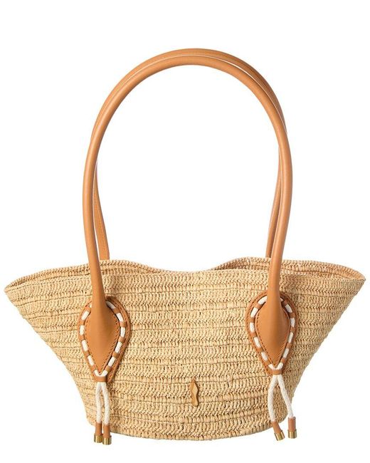 Christian Louboutin Brown Venus Mini Raffia & Leather Tote