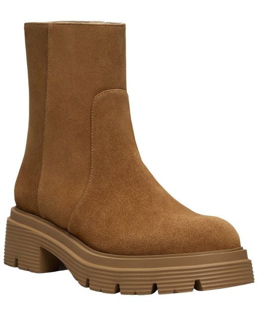 Stuart Weitzman Brown Hudson Lite Zip Suede Bootie