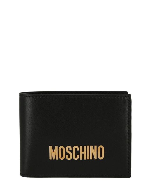 Moschino Black Leather Bifold Wallet for men