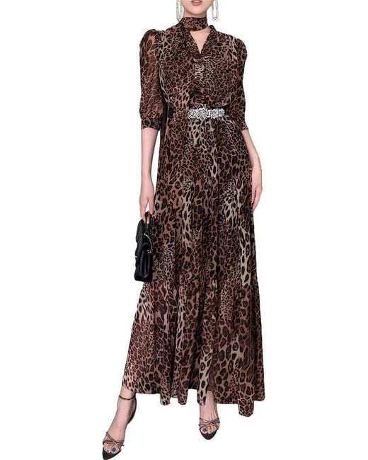 BURRYCO Brown Short Sleeve Maxi Dress