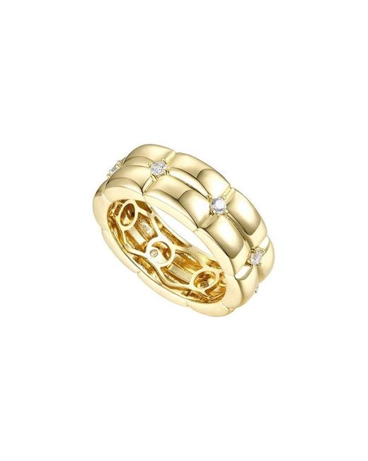 Genevive Jewelry White 14k Over Silver Cz Double Weave Band Ring