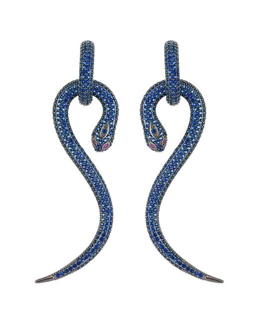 Eye Candy LA Blue Luxe Collection Cz Snake Drop Earrings