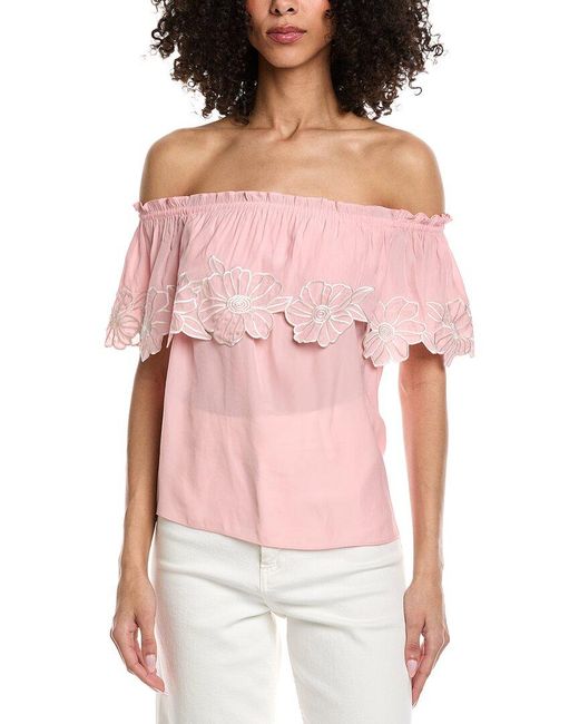 Ramy Brook Pink Cairo Short Sleeve Top