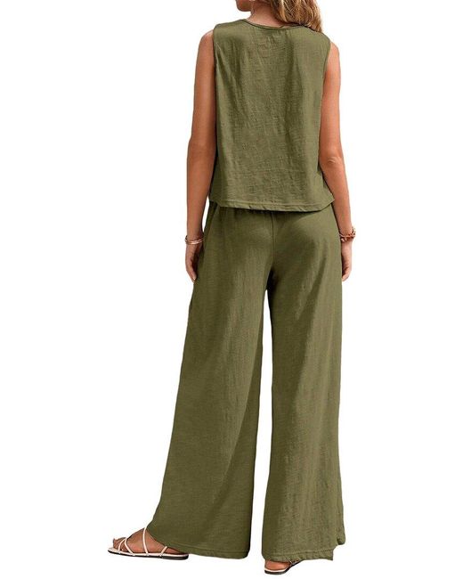 BELLA DESERT Green 2Pc Top & Pant Set