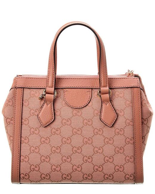 Gucci Pink Ophidia Small GG Canvas & Leather Shoulder Bag