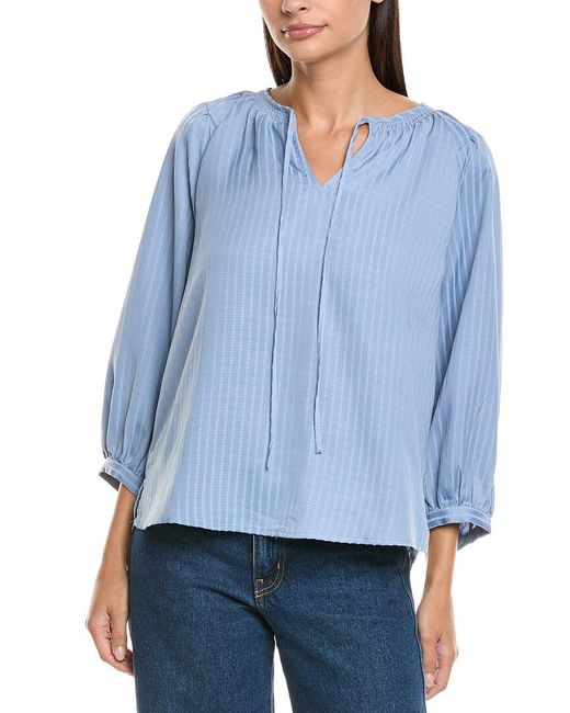 Vince Camuto Blue Peasant Blouse