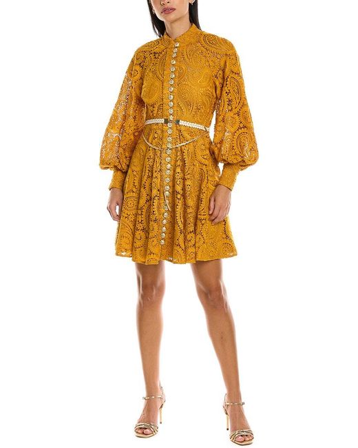 Zimmermann Anneke Lace Mini Dress in Yellow Lyst