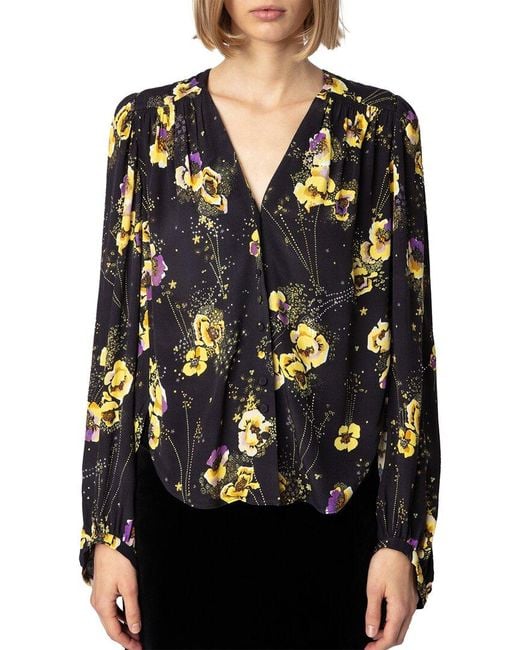 Zadig & Voltaire Black Turin Crepe Yoko Strass Shirt