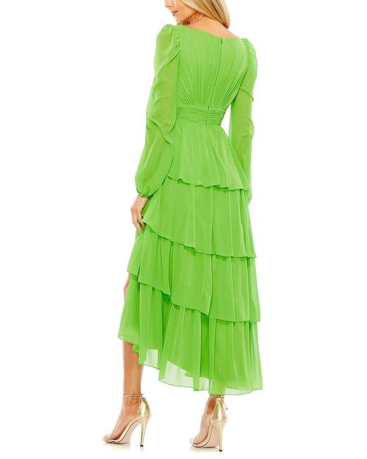 Mac Duggal Green Ruffle Tiered Dress