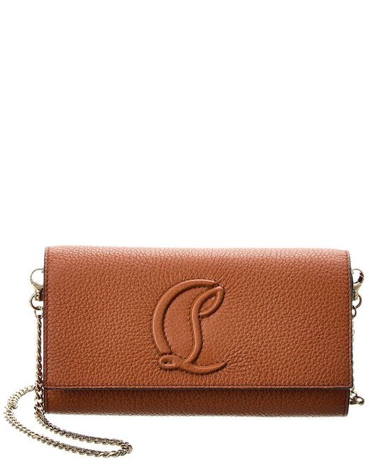 Christian Louboutin Brown By My Side Leather Wallet On Chain