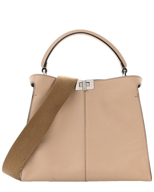 Fendi Natural Leather Medium Peekaboo X-Lite Amido Ciclamino (Authentic Pre-Loved)