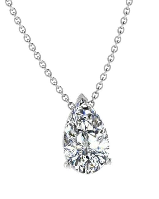 Lab Grown Diamonds Metallic 14k 3.00 Ct. Tw. Lab-grown Diamond Solitaire Pendant Necklace