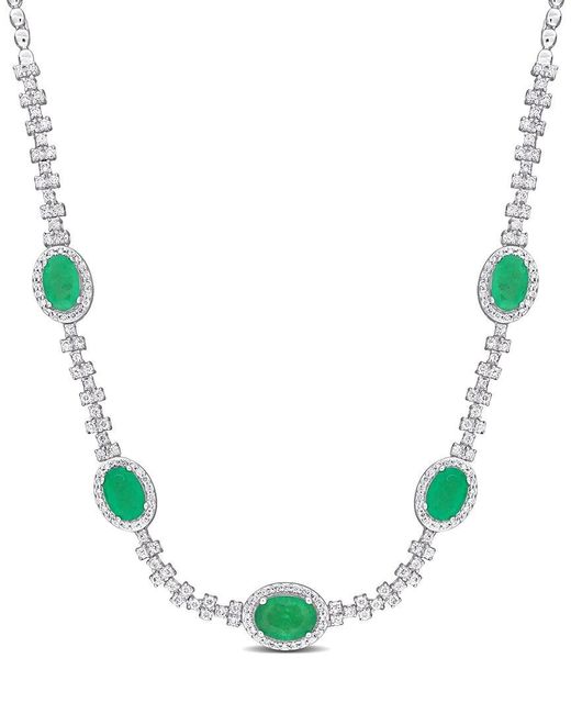 Rina Limor Green 14k 3.21 Ct. Tw. Diamond & Emerald Station Necklace