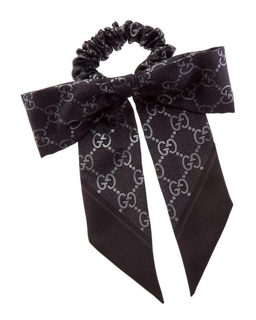 Gucci Black Gg Logo Silk Scrunchie