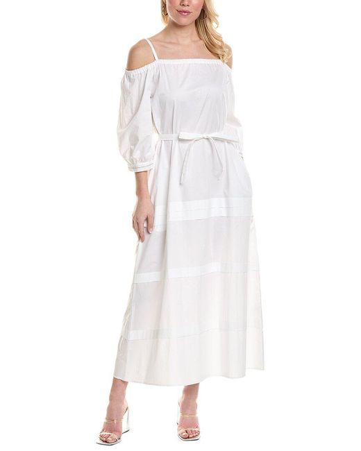 Peserico White Off-the-shoulder Maxi Dress