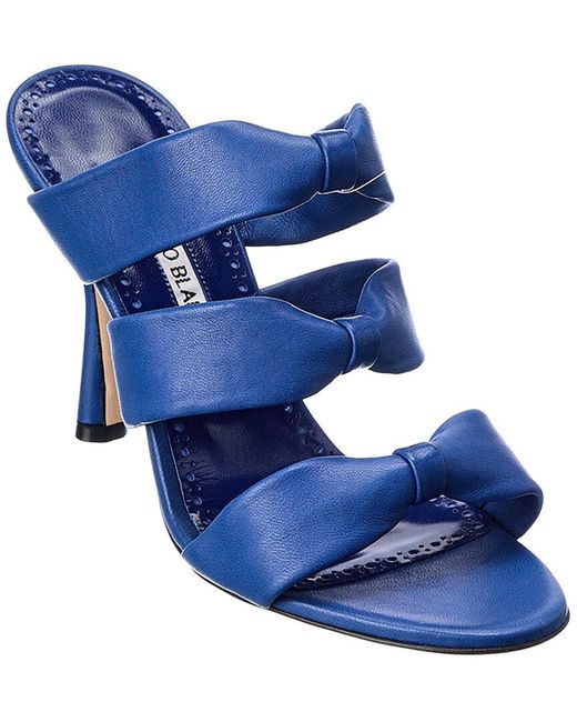 Manolo Blahnik Blue Gyrica 105 Leather Sandal
