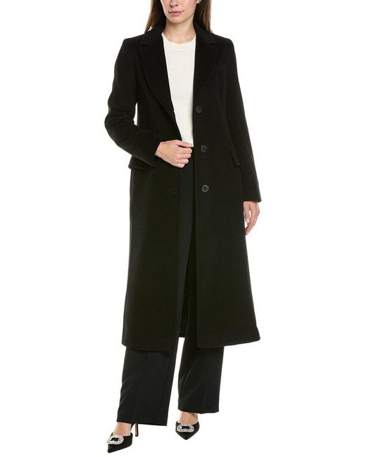 Fleurette Black Long Wool Coat