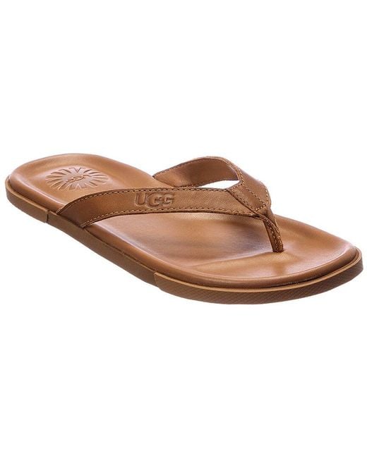 Ugg Brown Bennison Ii Leather Flip-flops for men