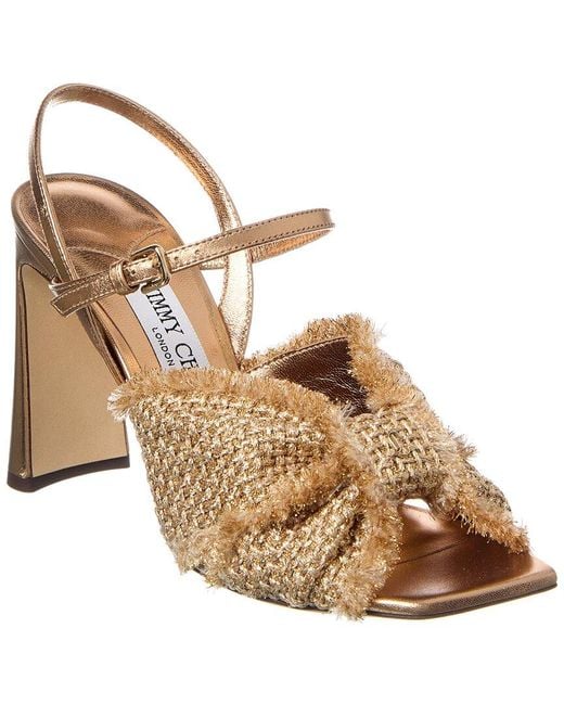 Jimmy Choo Metallic Annika 95 Lurex & Leather Sandal