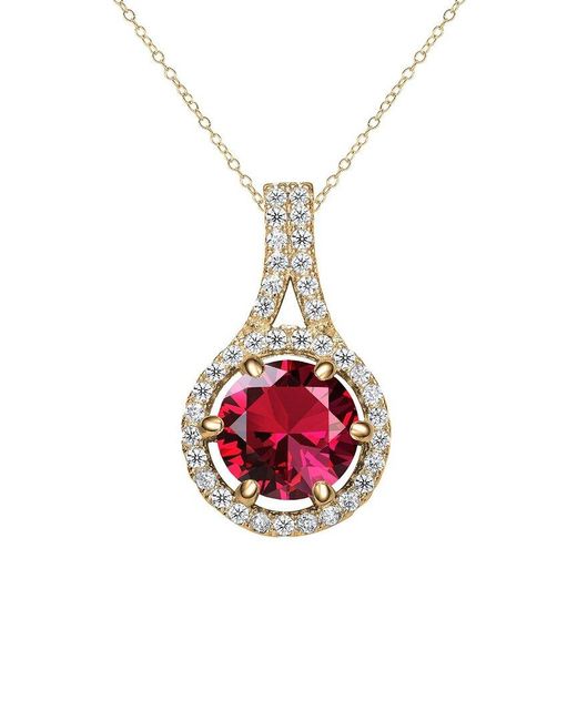 Genevive Jewelry Red 14K Plated Pendant Necklace
