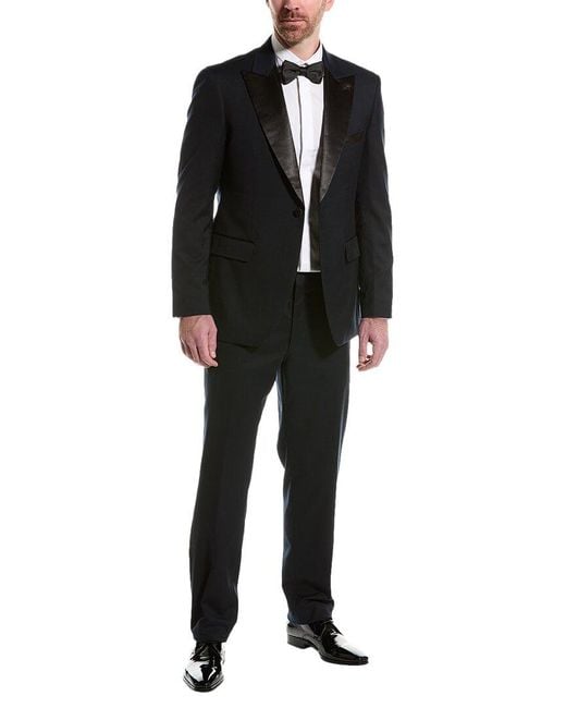 ALTON LANE Black Sullivan Peaked Tailored Fit Suit With Flat Front Pant for men