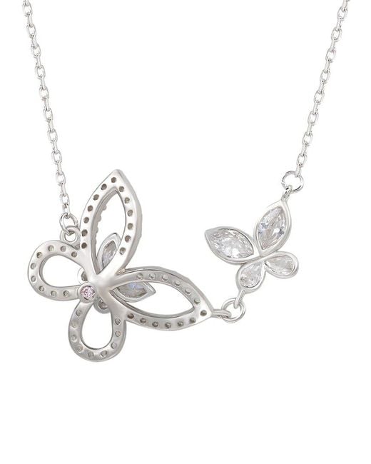 Suzy Levian CZ Jewelry Metallic Suzy Levian Silver Cz Butterfly Necklace