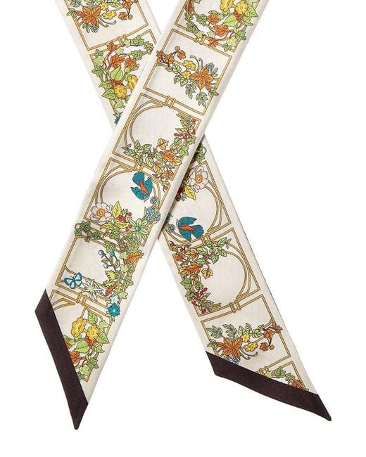 Gucci Metallic Printed Silk Neck Bow