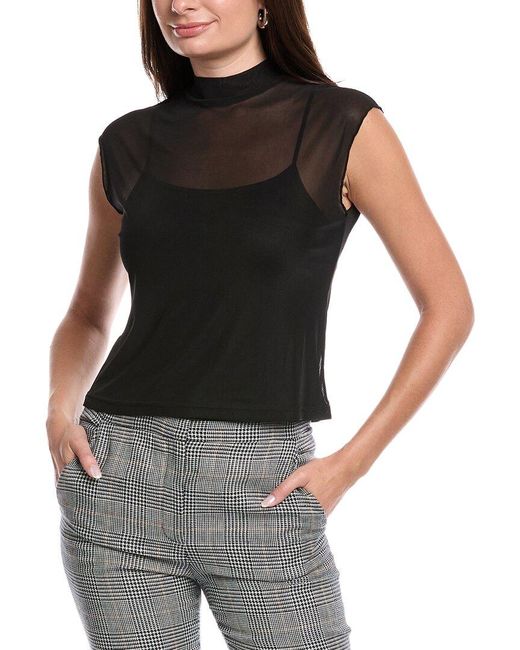 Kenneth Cole Black Layer Mock Neck Tank