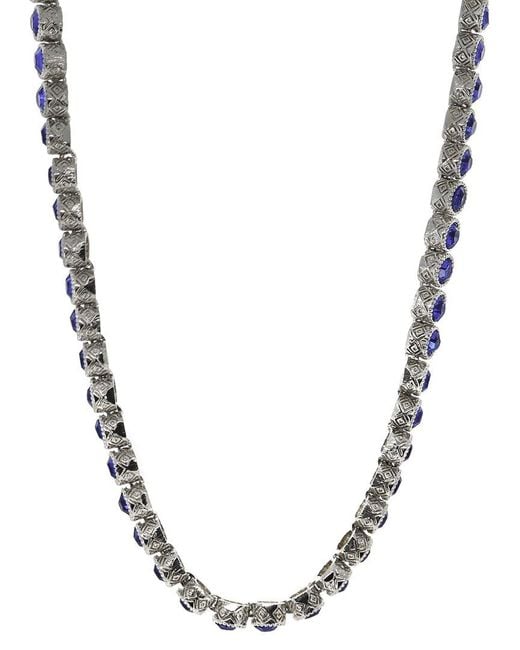 Ebru Jewelry Blue Plated Cz Tennis Necklace