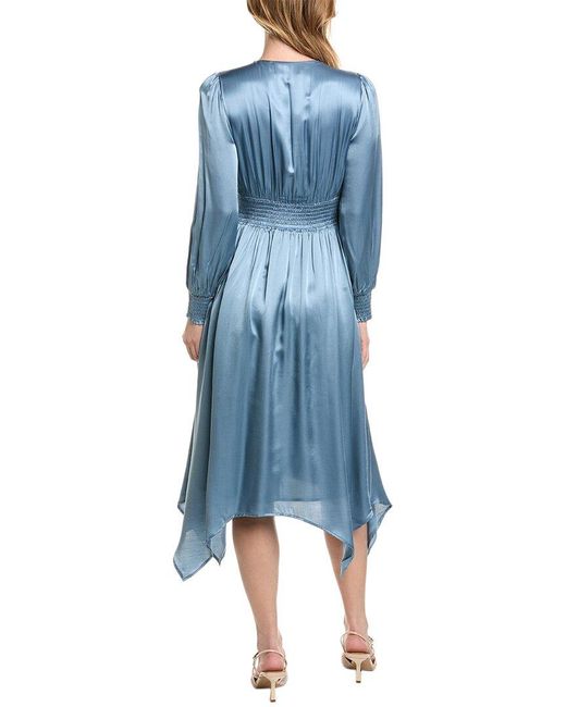 AllSaints Blue Estelle Silk-Blend Mini Dress