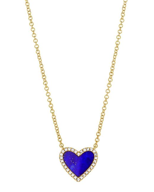 Sabrina Designs Blue 14k 0.67 Ct. Tw. Diamond & Lapis Heart Necklace