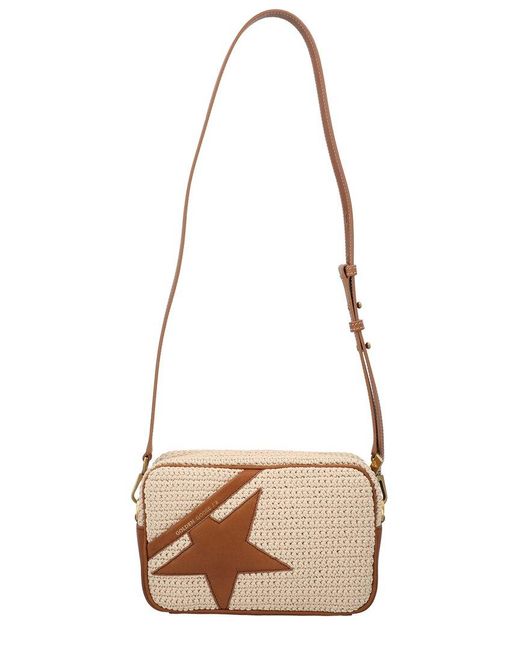 Golden Goose Deluxe Brand Natural Star Knit & Leather Shoulder Bag