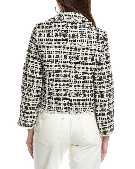 Silvian Heach White Wool-Blend Tweed Jacket
