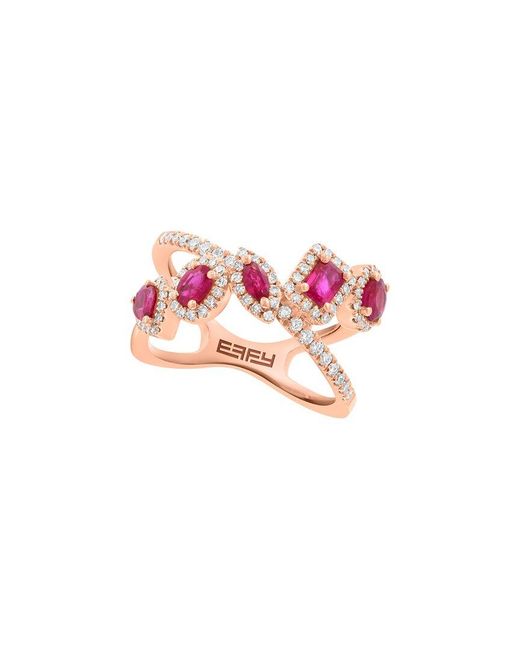 Effy Fine Jewelry Pink 14K Rose 5.17 Ct. Tw. Diamond & Ruby Ring