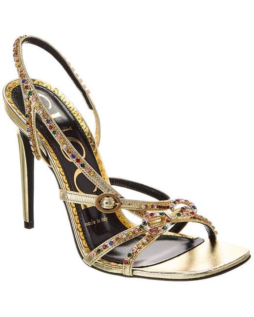 Gucci Leather Sandal in Metallic Lyst Canada