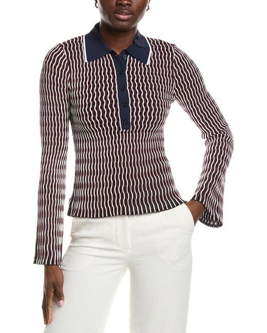 Jonathan Simkhai Red Colleen Polo Top