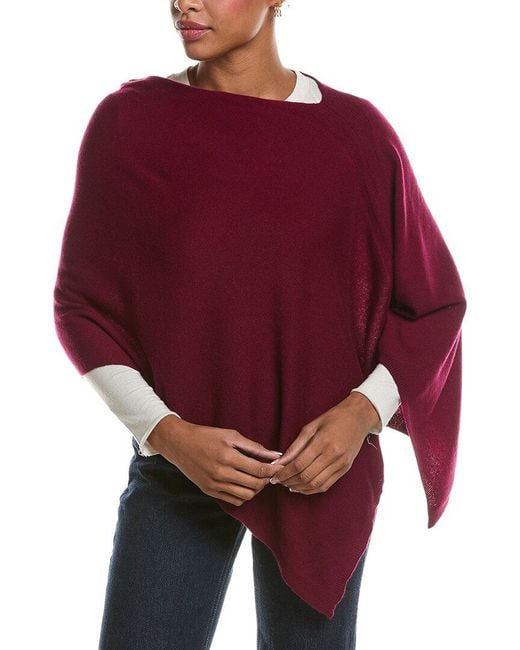 Sofiacashmere Red Sofiacashmere Jersey Solid Wool & Cashmere-Blend Poncho