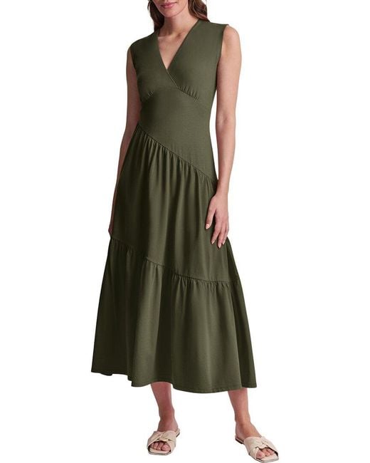 DKNY Green A-Line Maxi Dress