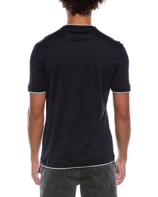 Brunello Cucinelli Black Silk-Blend T-Shirt for men
