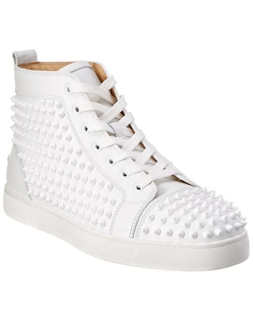 Christian Louboutin White Louis Spiked Leather Sneakrs for men