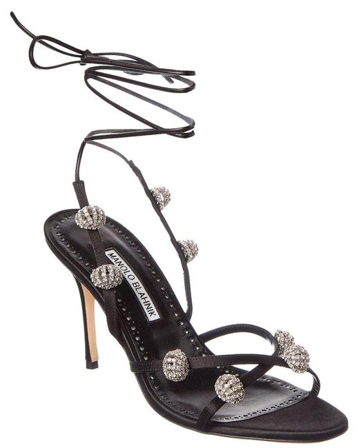 Manolo Blahnik Metallic Elsaka 100 Satin Sandal