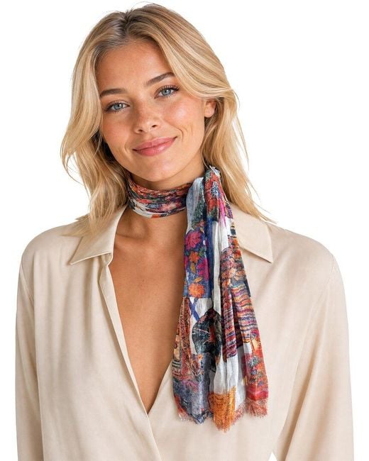 Blue Pacific Multicolor Italian Handbags Silk-Blend Neckerchief