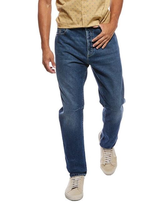 Brunello Cucinelli Blue Straight Medium Wash Jean for men