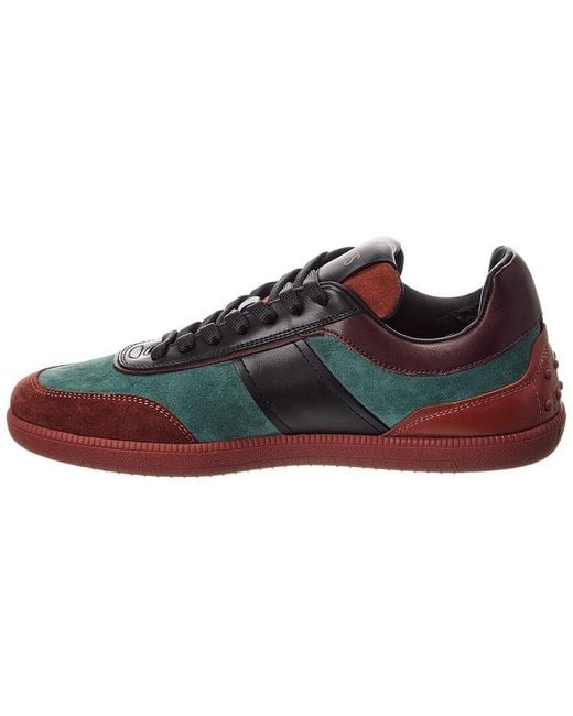 Tod's Green Cassetta Suede & Leather Sneaker