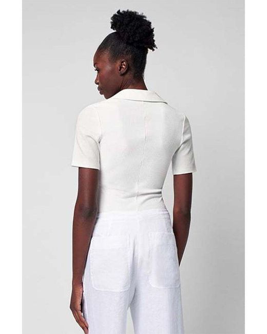 Faherty Brand White Rib Henley Bodysuit