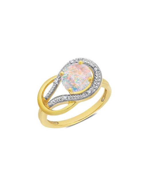 MAX + STONE Metallic Max + Stone 10k 1.02 Ct. Tw. Diamond & Created Opal Eternity Ring