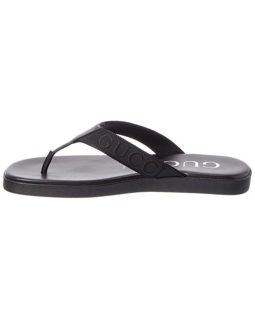 Gucci Black Canvas & Leather Sandal for men