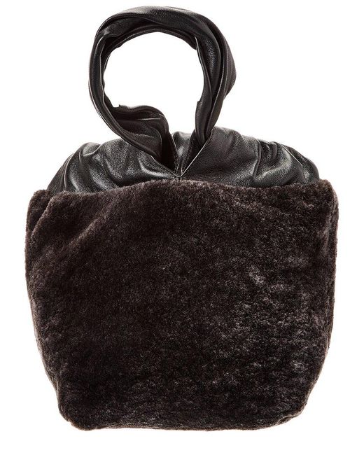 Jil Sander Black Drawstring Leather Bucket Bag