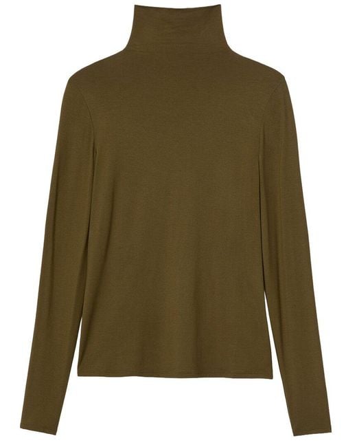 Lafayette 148 New York Green Funnel Turtleneck Top